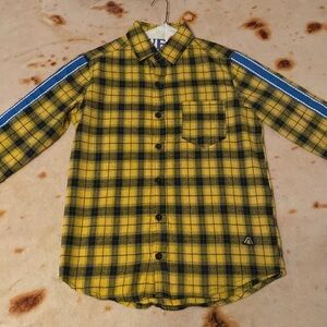 Lee Yellow Plaid Men's Shirt with Blue Accents